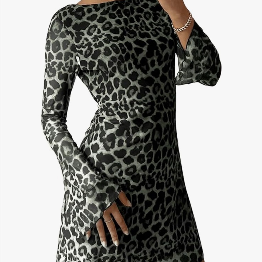 Leopard Print Long Sleeve Dress